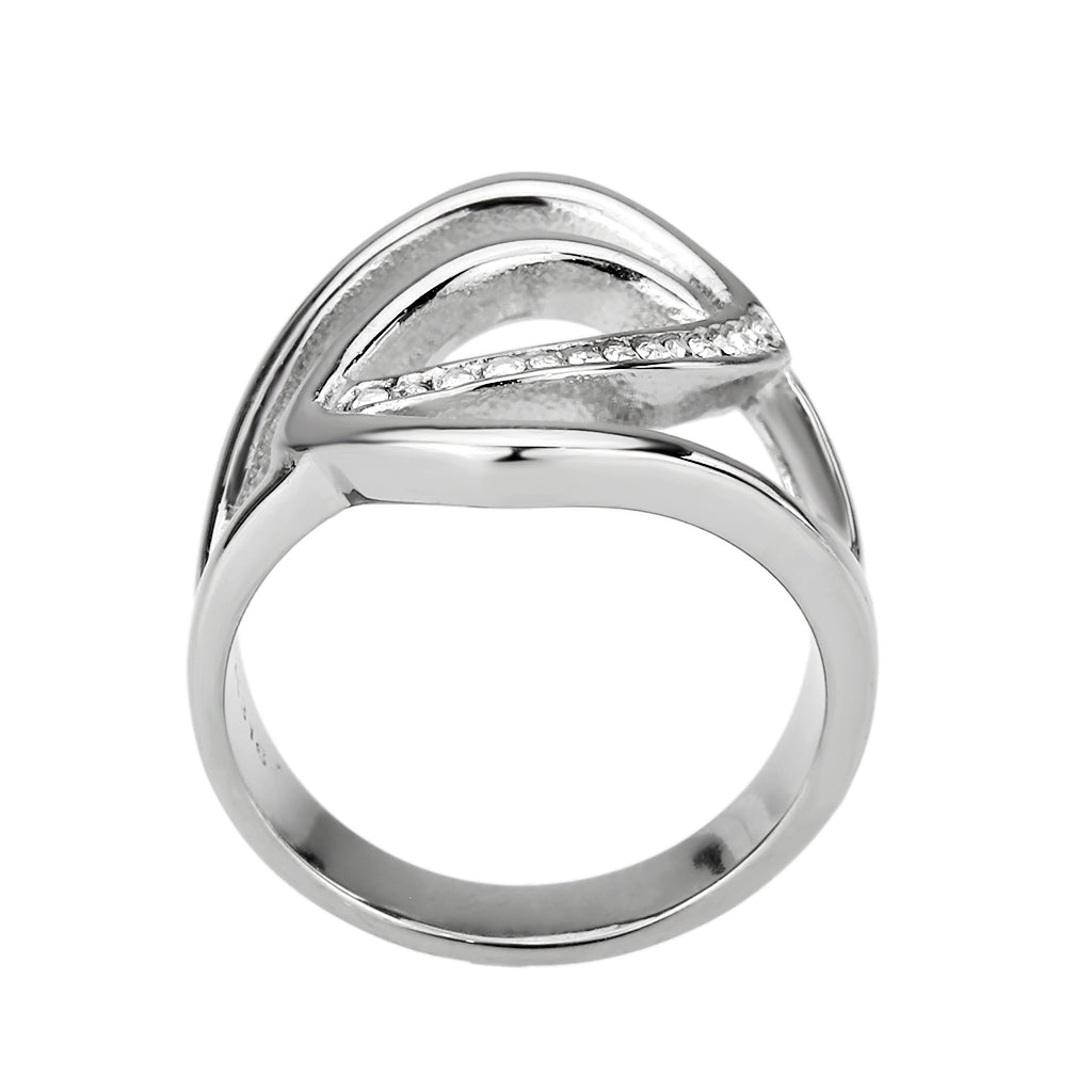 MATK3731 High polished Stainless Steel Ring with Top Grade Crystal in Clear