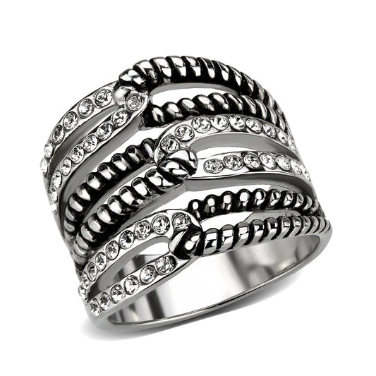 MATK3733 High polished Stainless Steel Ring with Top Grade Crystal in Clear