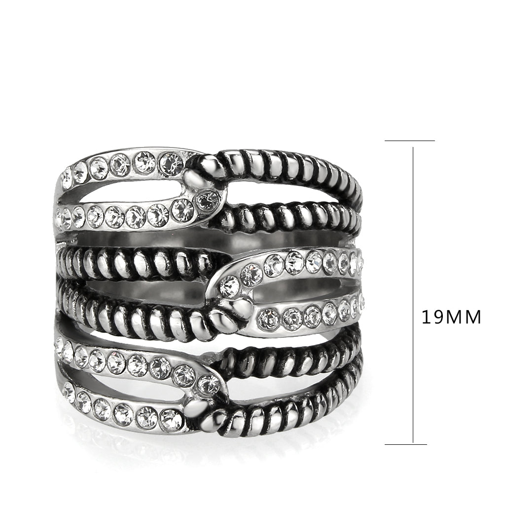 MATK3733 High polished Stainless Steel Ring with Top Grade Crystal in Clear