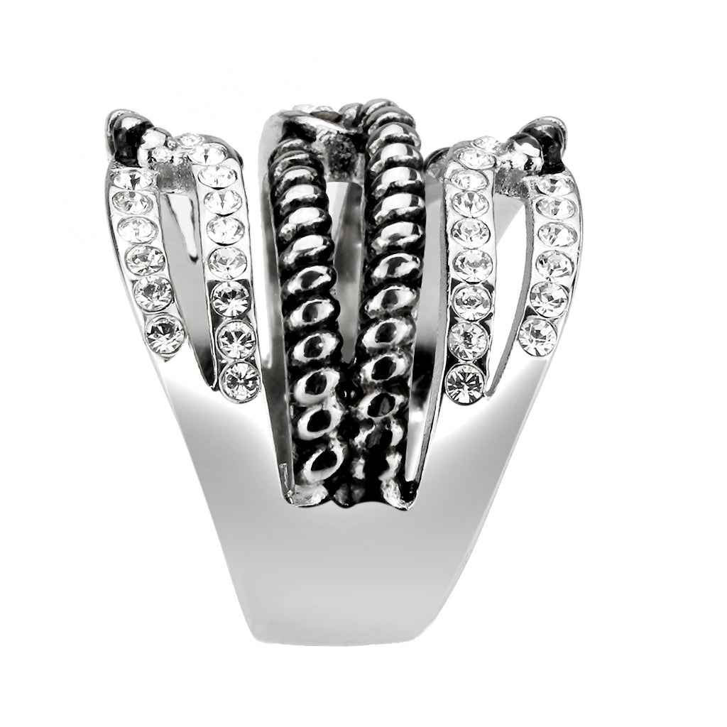 MATK3733 High polished Stainless Steel Ring with Top Grade Crystal in Clear