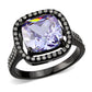 MATK3734 IP Black Stainless Steel Ring with AAA Grade CZ in Light Amethyst