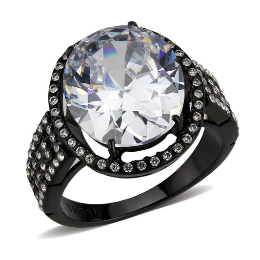 MATK3735 IP Black Stainless Steel Ring with AAA Grade CZ in Clear