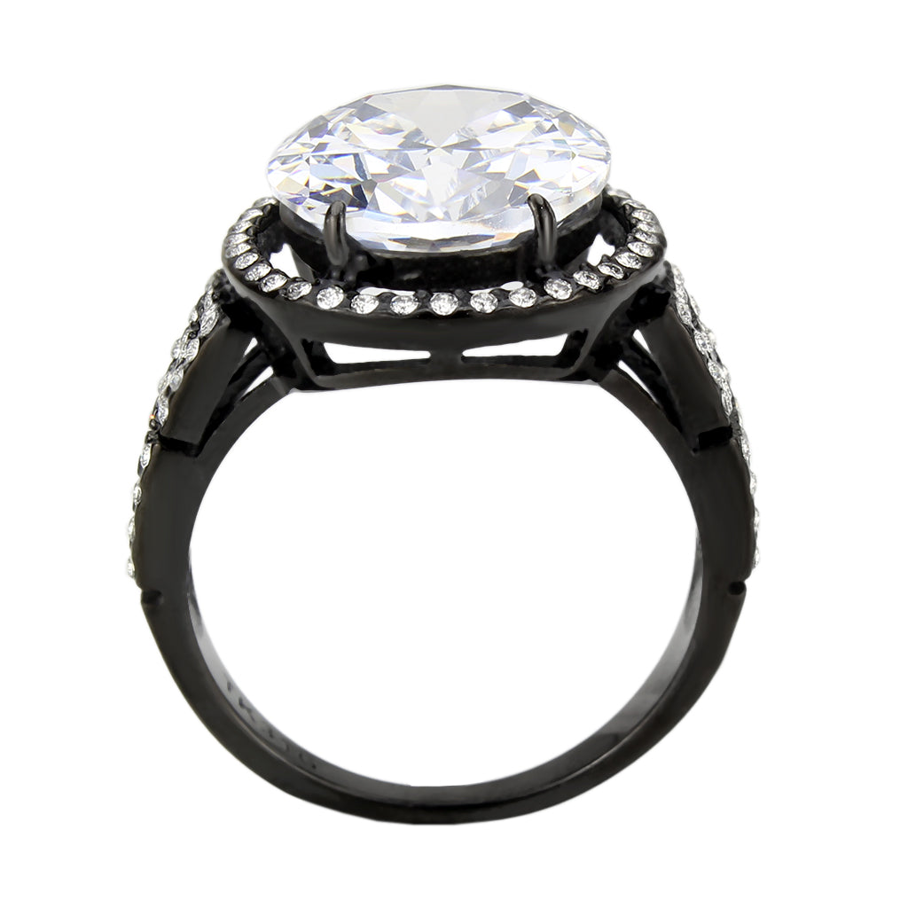 MATK3735 IP Black Stainless Steel Ring with AAA Grade CZ in Clear