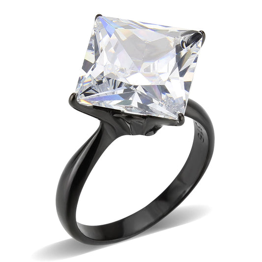 MATK3736 IP Black  Stainless Steel Ring with AAA Grade CZ in Clear