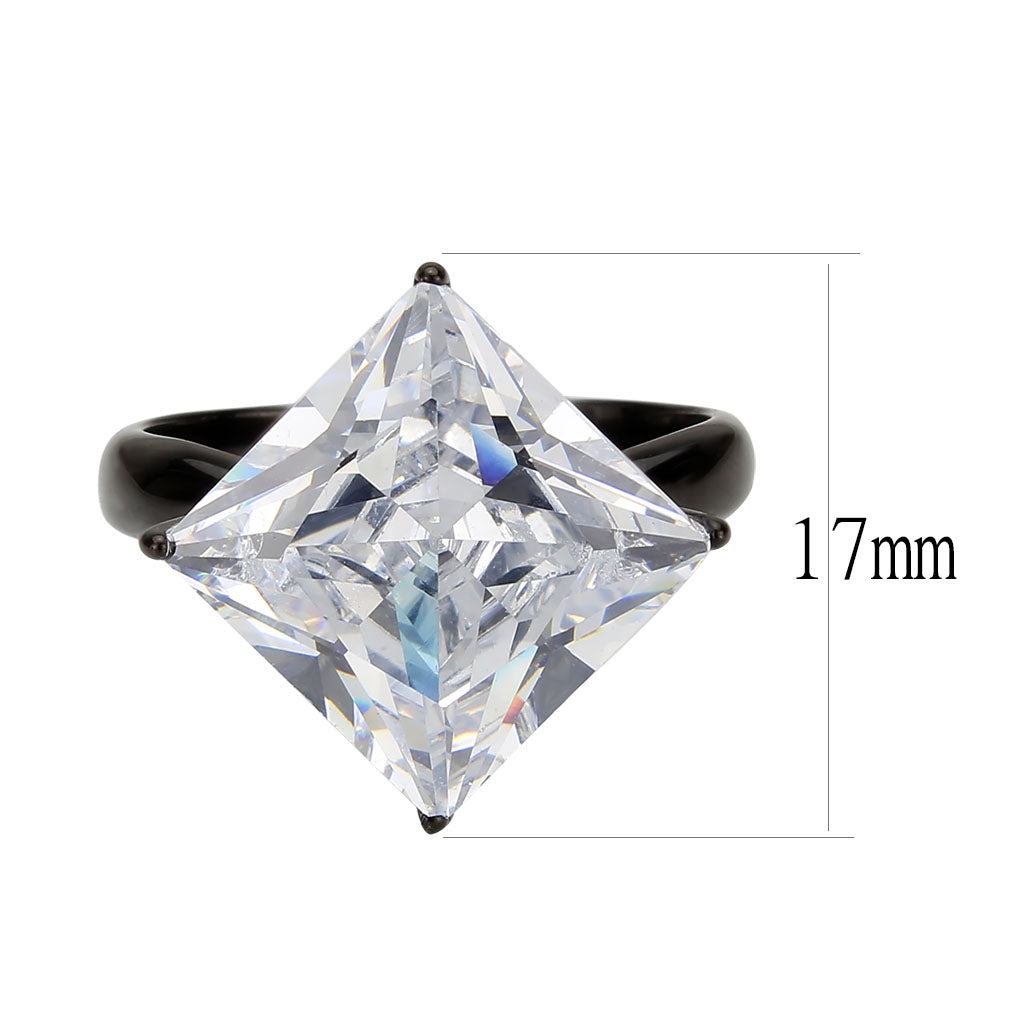 MATK3736 IP Black  Stainless Steel Ring with AAA Grade CZ in Clear