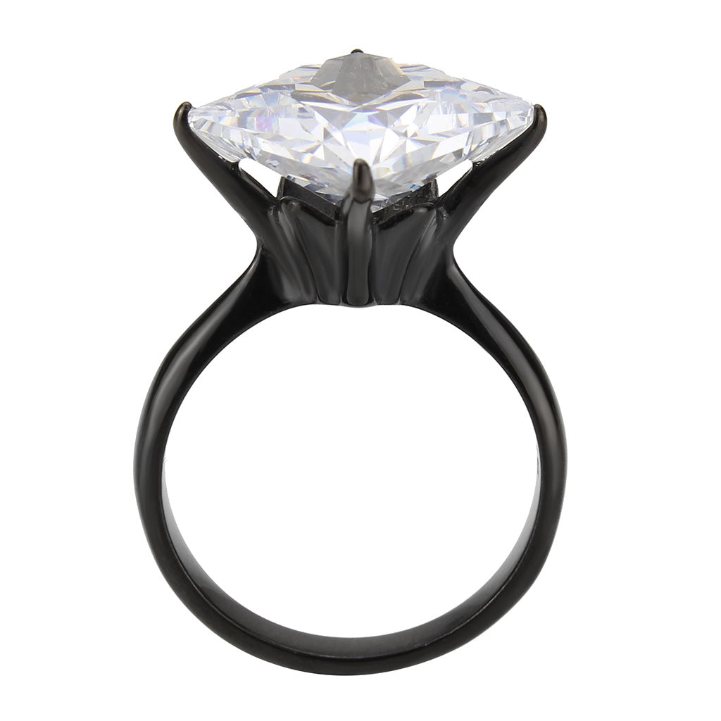 MATK3736 IP Black  Stainless Steel Ring with AAA Grade CZ in Clear
