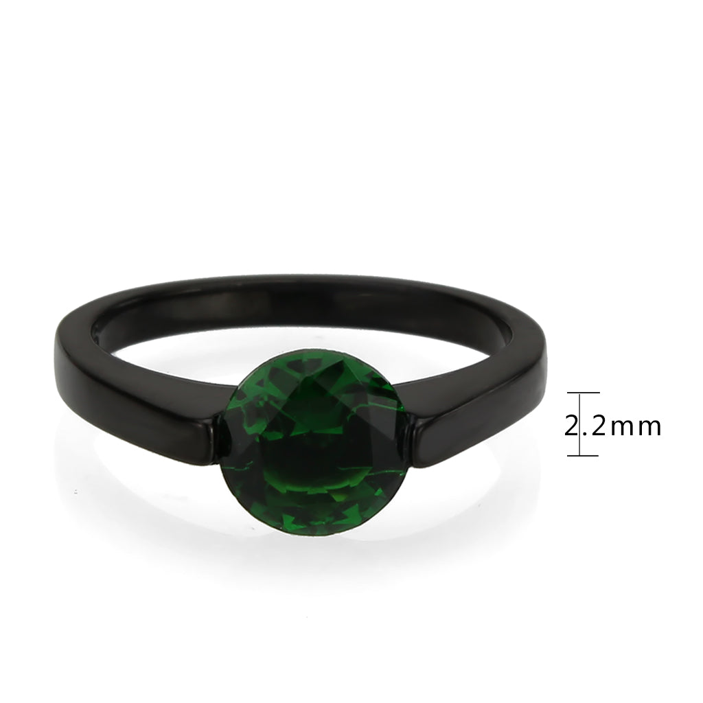 MATK3738 IP Black Stainless Steel Ring with Synthetic in Emerald