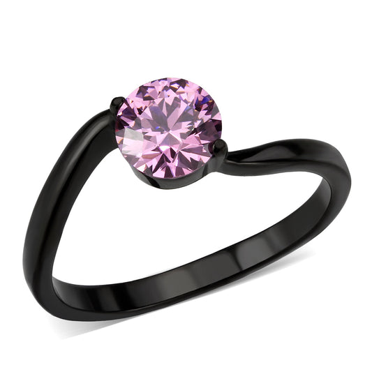 MATK3739 IP Black Stainless Steel Ring with AAA Grade CZ in Rose