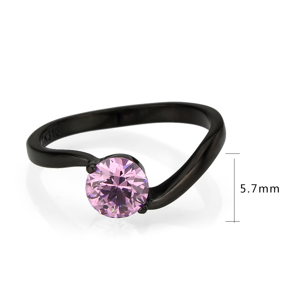 MATK3739 IP Black Stainless Steel Ring with AAA Grade CZ in Rose