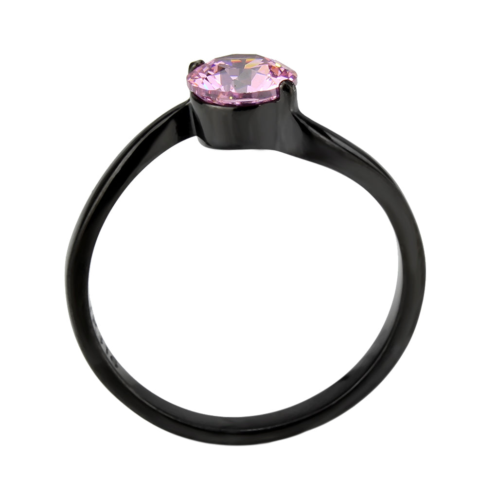 MATK3739 IP Black Stainless Steel Ring with AAA Grade CZ in Rose