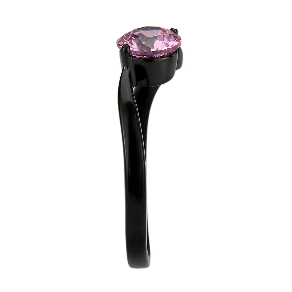 MATK3739 IP Black Stainless Steel Ring with AAA Grade CZ in Rose