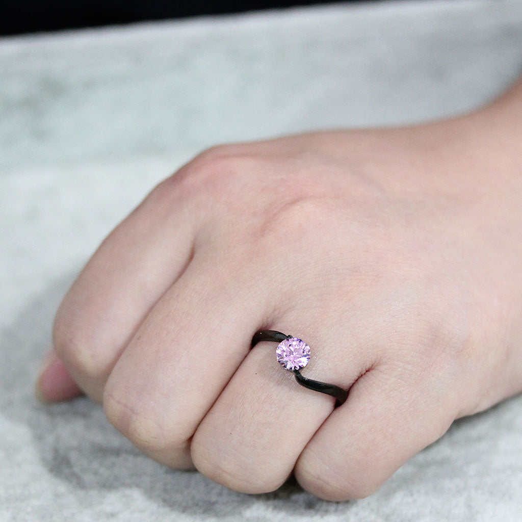 MATK3739 IP Black Stainless Steel Ring with AAA Grade CZ in Rose