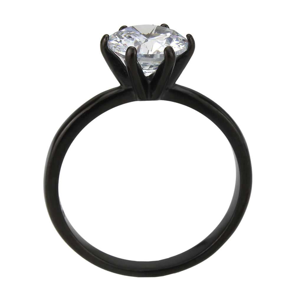 MATK3741 IP Black Stainless Steel Ring with AAA Grade CZ in Clear