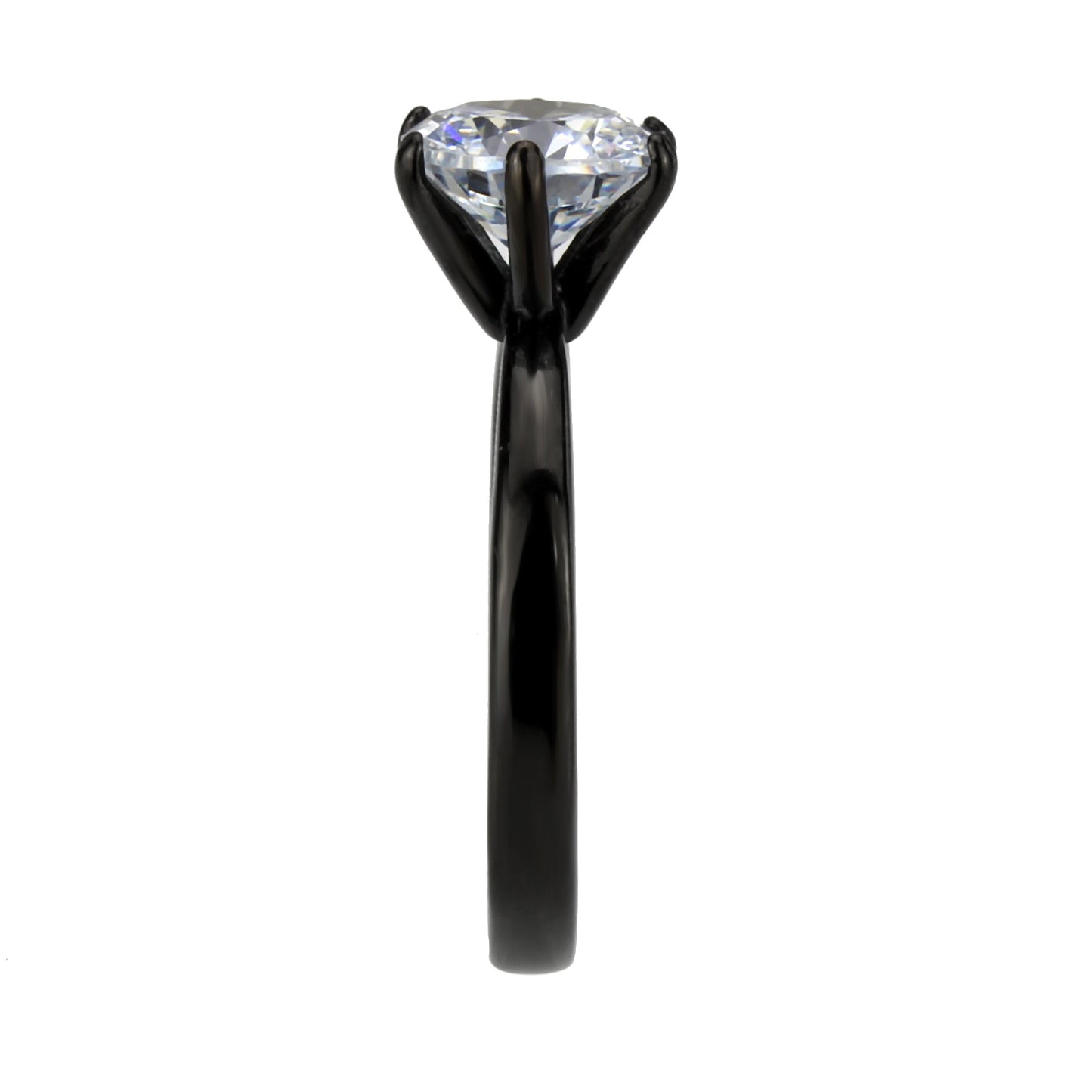 MATK3741 IP Black Stainless Steel Ring with AAA Grade CZ in Clear