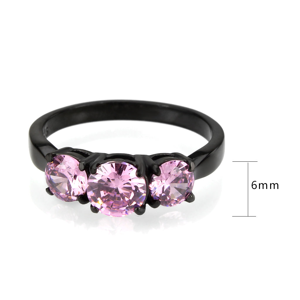 MATK3742 - IP Black Stainless Steel Ring with AAA Grade CZ in Rose
