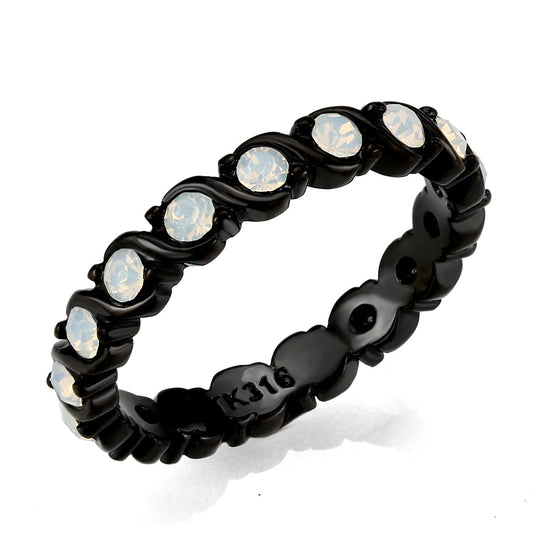 MATK3744 IP Black Stainless Steel Ring with Top Grade Crystal in White