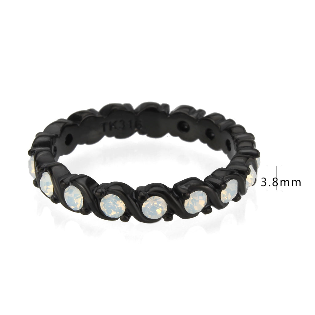 MATK3744 IP Black Stainless Steel Ring with Top Grade Crystal in White