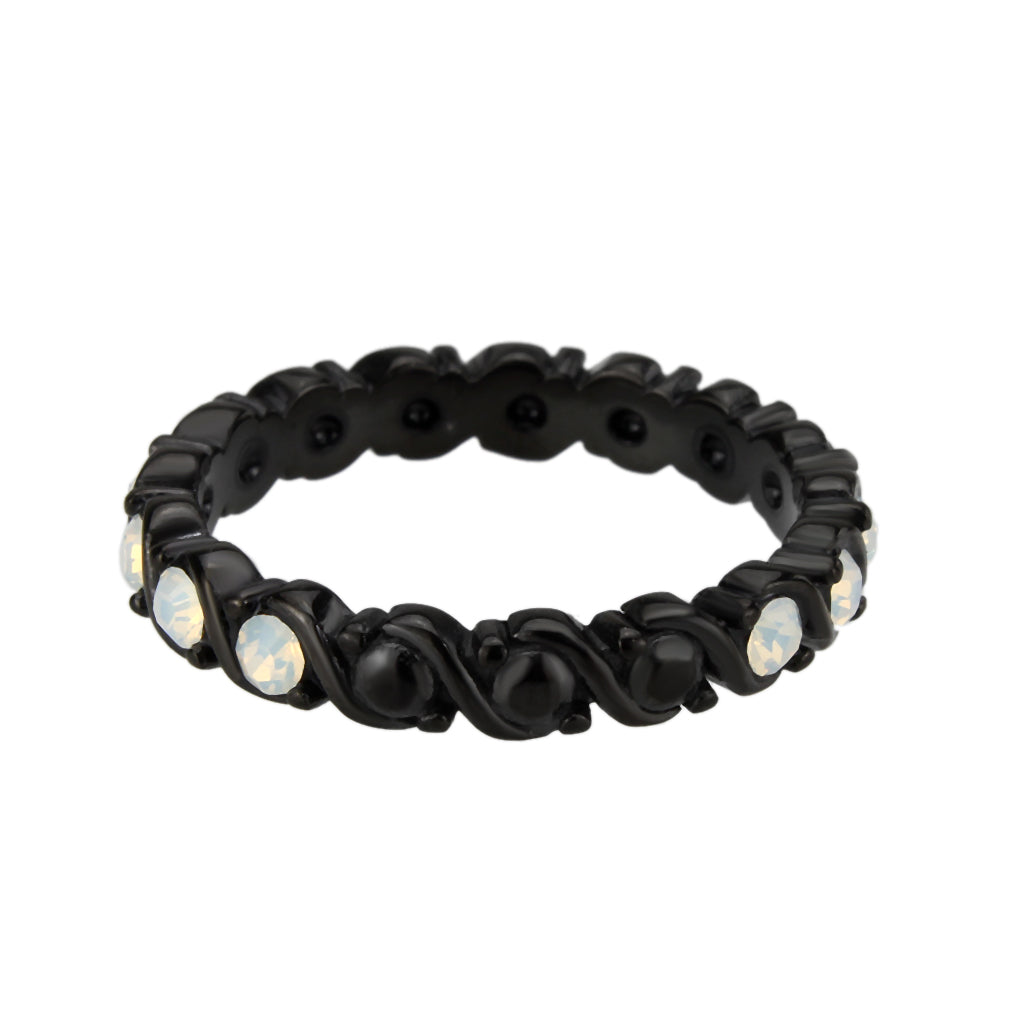 MATK3744 IP Black Stainless Steel Ring with Top Grade Crystal in White