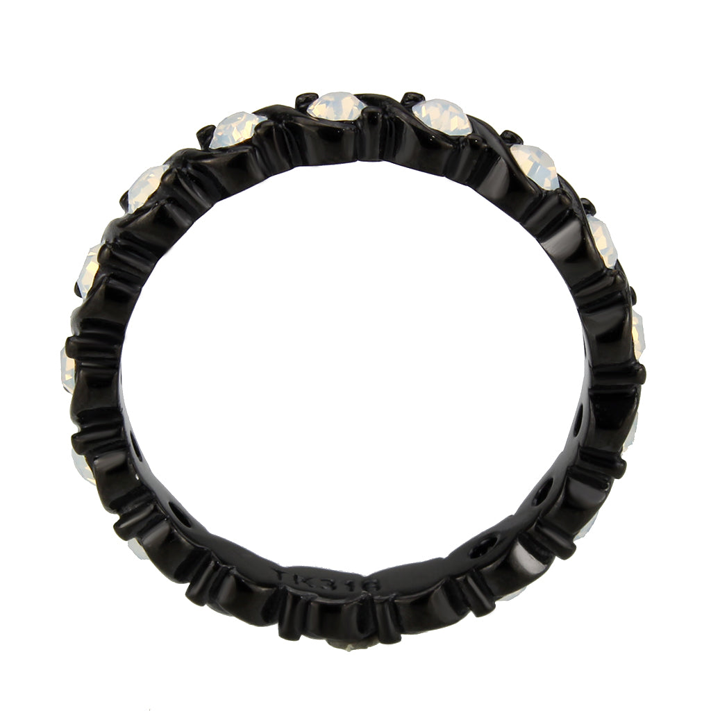 MATK3744 IP Black Stainless Steel Ring with Top Grade Crystal in White