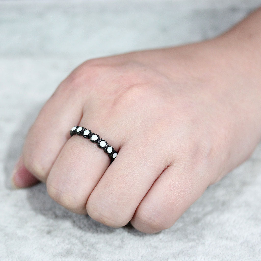 MATK3744 IP Black Stainless Steel Ring with Top Grade Crystal in White