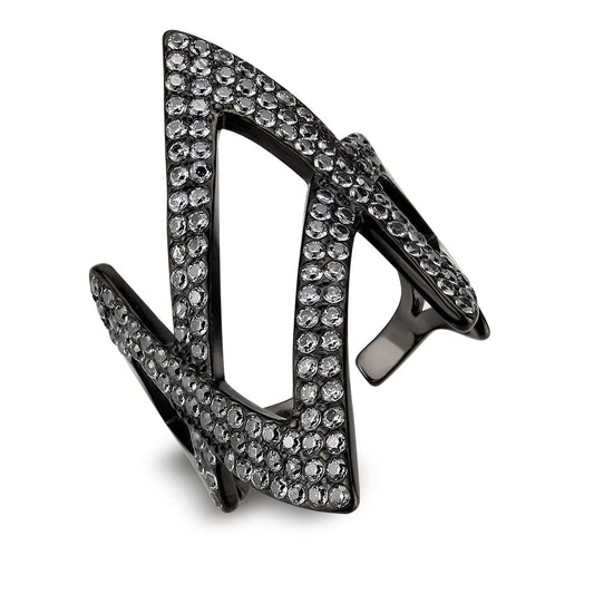 MATK3748 IP Black  Stainless Steel Ring with AAA Grade CZ in Clear