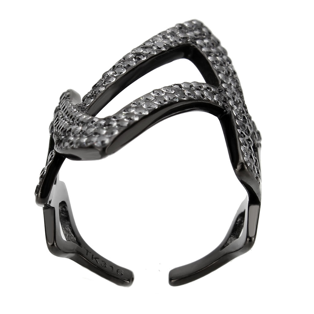 MATK3748 IP Black  Stainless Steel Ring with AAA Grade CZ in Clear