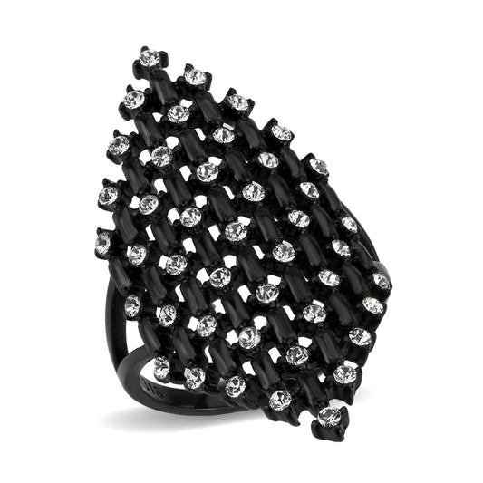MATK3750 IP Black Stainless Steel Ring with Top Grade Crystal in Clear