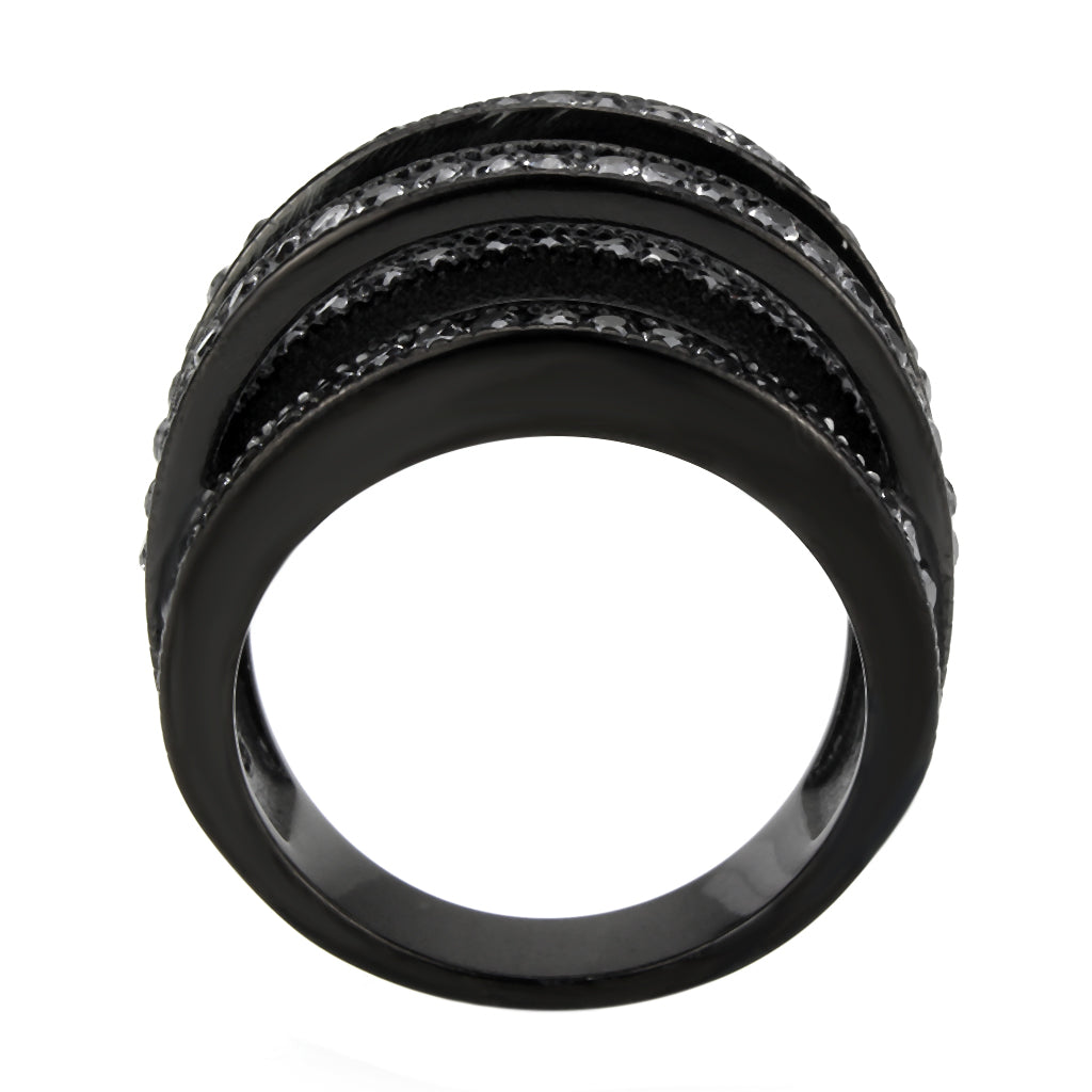 MATK3752 IP Black Stainless Steel Ring with AAA Grade CZ in Clear