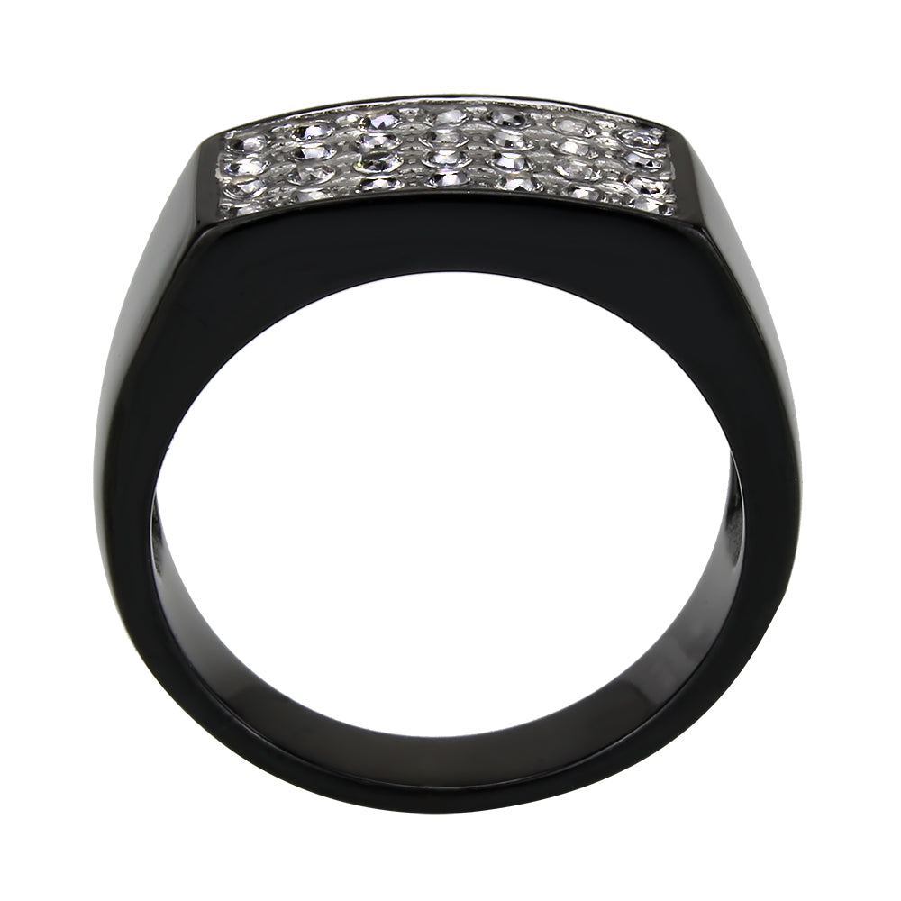 MATK3754 IP Black Stainless Steel Ring with AAA Grade CZ in Clear