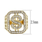 MATK3757 - IP Gold(Ion Plating) Stainless Steel Ring with Top Grade Crystal in Clear