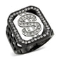 MATK3758 - Two Tone IP Black (Ion Plating) Stainless Steel Ring with Top Grade Crystal in Clear