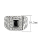 MATK3761 - High polished (no plating) Stainless Steel Ring with AAA Grade CZ in Jet