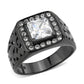 MATK3763 - IP Black (Ion Plating) Stainless Steel Ring with AAA Grade CZ in Clear