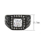 MATK3763 - IP Black (Ion Plating) Stainless Steel Ring with AAA Grade CZ in Clear