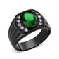 MATK3764 - IP Black (Ion Plating) Stainless Steel Ring with Synthetic in Emerald