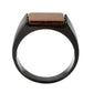 MATK3766 - IP Black (Ion Plating) Stainless Steel Ring with Semi-Precious in Topaz
