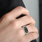 MATK3767 - High polished (no plating) Stainless Steel Ring with Epoxy in Jet