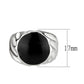 MATK3768 - High polished (no plating) Stainless Steel Ring with Epoxy in Jet