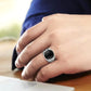 MATK3768 - High polished (no plating) Stainless Steel Ring with Epoxy in Jet