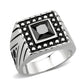 MATK3769 - High polished (no plating) Stainless Steel Ring with AAA Grade CZ in Jet