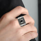 MATK3769 - High polished (no plating) Stainless Steel Ring with AAA Grade CZ in Jet