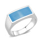 MATK3770 - High polished (no plating) Stainless Steel Ring with Epoxy in SeaBlue
