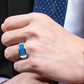 MATK3770 - High polished (no plating) Stainless Steel Ring with Epoxy in SeaBlue
