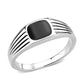 MATK3772 - High polished (no plating) Stainless Steel Ring with Epoxy in Jet
