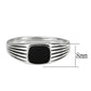 MATK3772 - High polished (no plating) Stainless Steel Ring with Epoxy in Jet