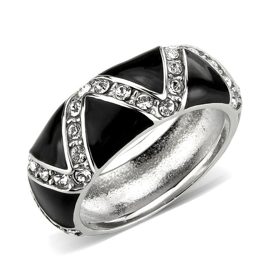 MATK3773 - High polished (no plating) Stainless Steel Ring with Top Grade Crystal in Clear