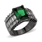 MATK3774 - IP Black (Ion Plating) Stainless Steel Ring with Synthetic in Emerald