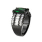MATK3774 - IP Black (Ion Plating) Stainless Steel Ring with Synthetic in Emerald