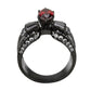 MATK3776 - IP Black (Ion Plating) Stainless Steel Ring with AAA Grade CZ in Garnet