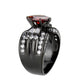 MATK3776 - IP Black (Ion Plating) Stainless Steel Ring with AAA Grade CZ in Garnet